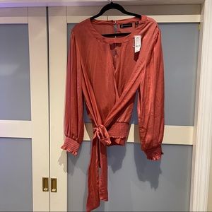 NWT: NY & CO Coral Pink Long Sleeve Blouse